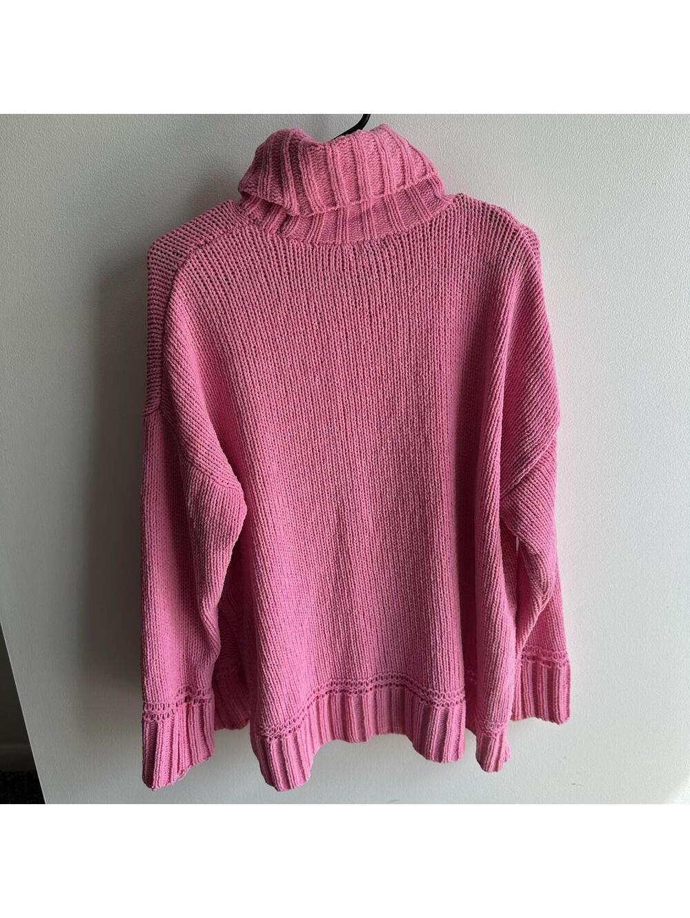 Aerie Sunset Chenille Pink Turtleneck Oversized Chunky Sweater Womens Small